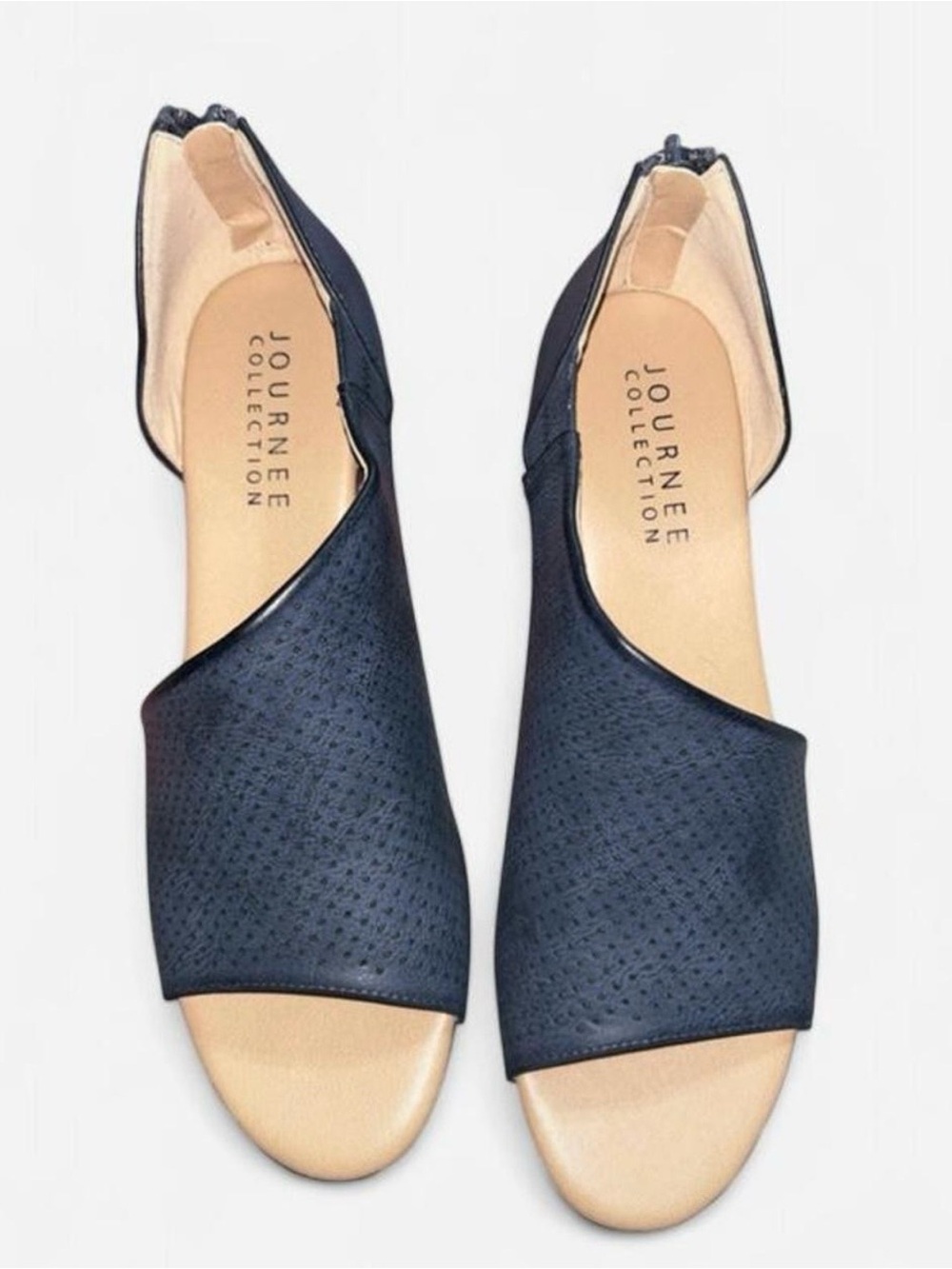 Journee Collection Navy Perforated Open-Toe D'Orsay Sandals